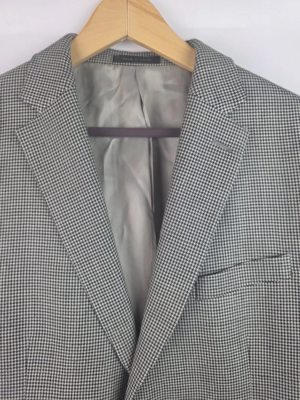 Lauren Ralph Laruen Men's Suit Blazer Size 42R Houndstooth Wool Silk Coat Jacket